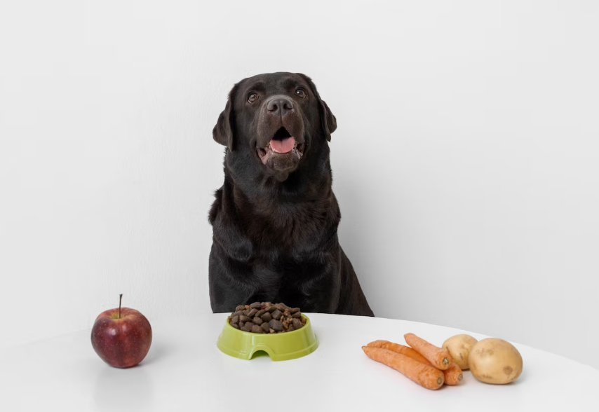 dieta balanceada para perros - perro y comidas varias