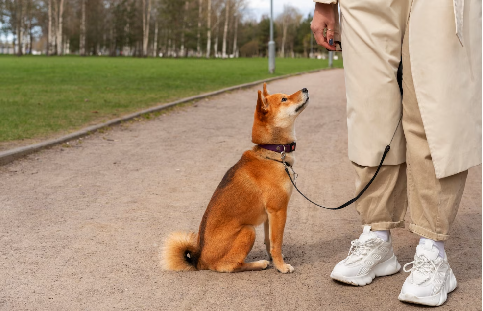 mi perro se para en el paseo - perro sentado