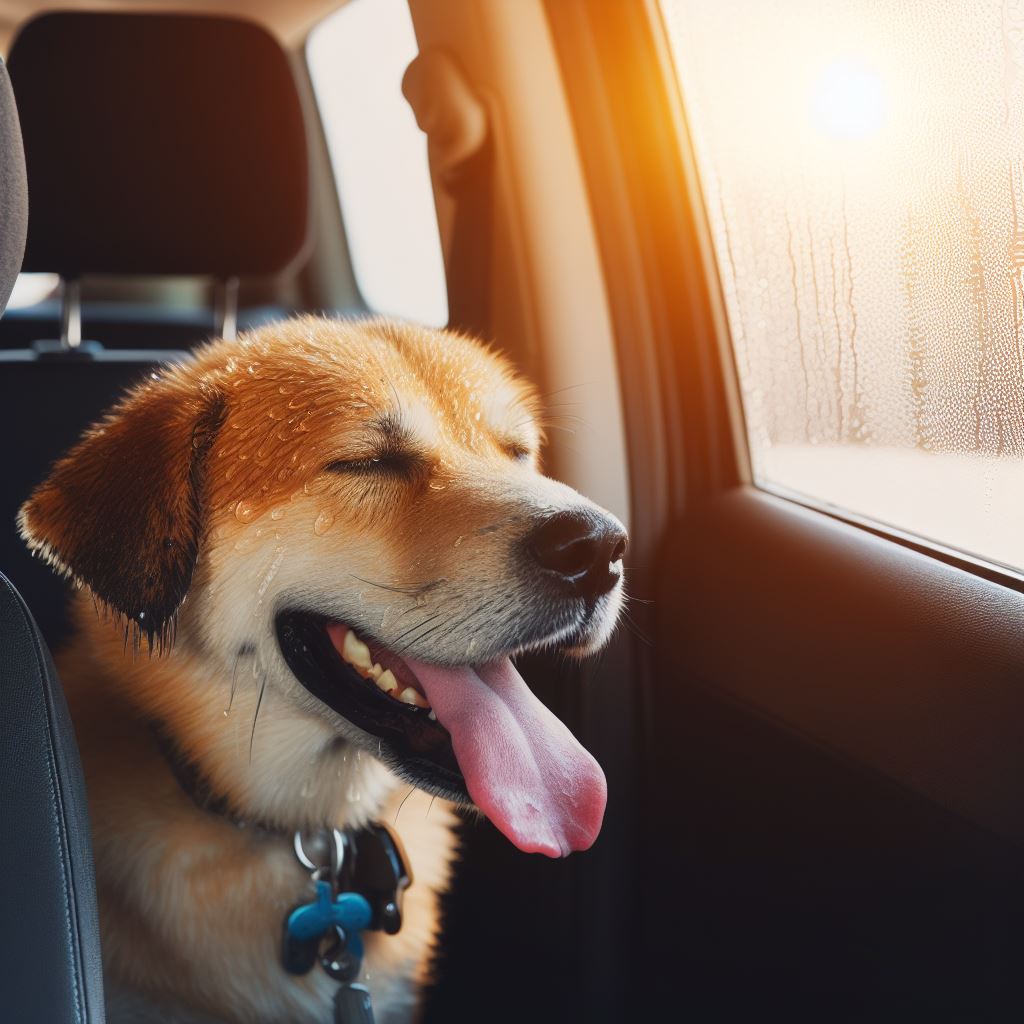 consejos para mascotas en verano - perro con calor encerrado en automovil